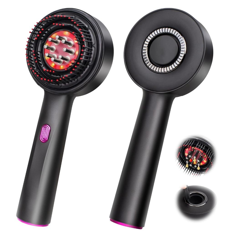 Escova Massagem Capilar com Aplicador de Couro Cabeludo Elétrico Luz Vermelha Estimula Crescimento